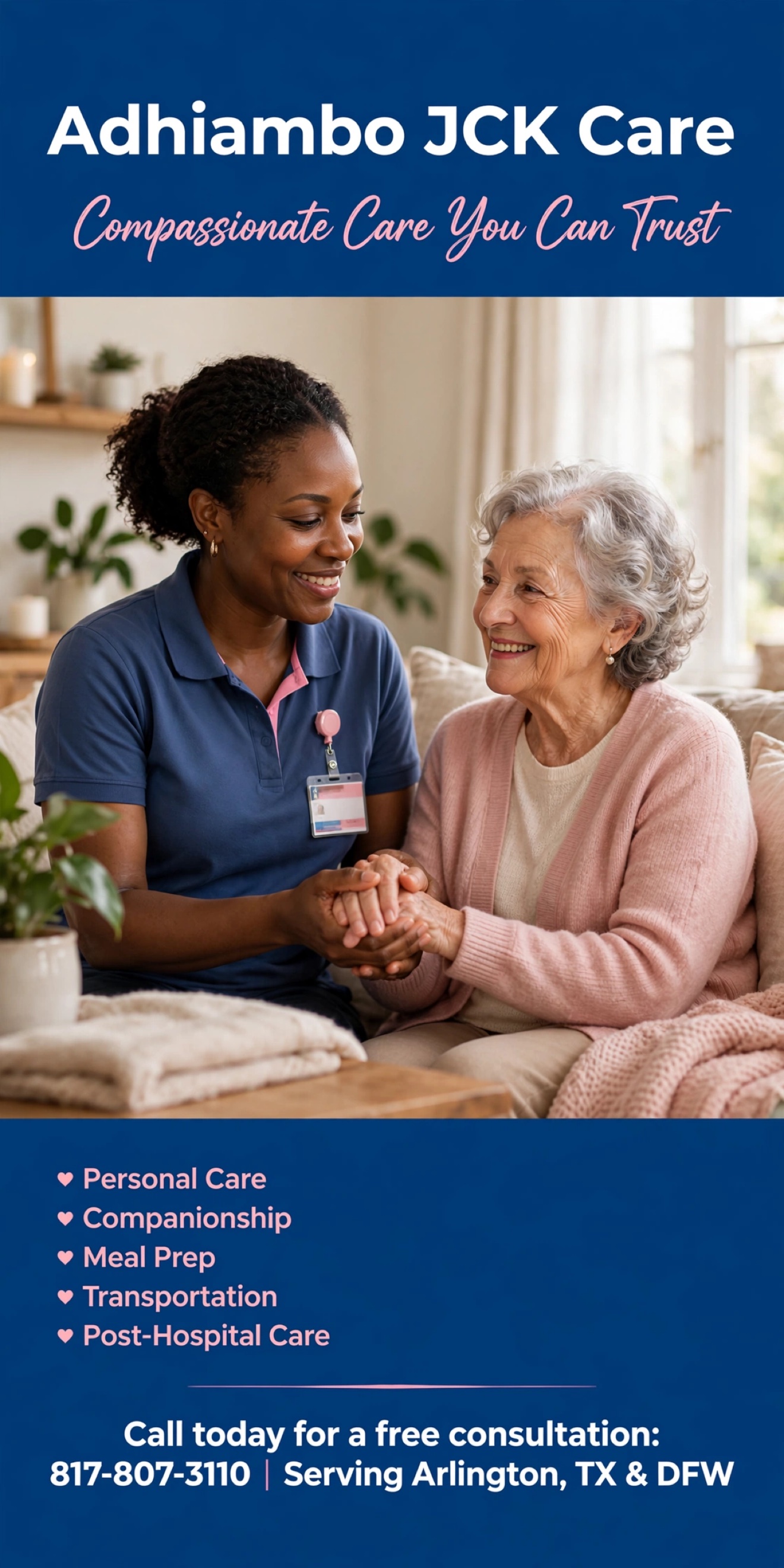 Caregiver sharing a warm conversation with a senior woman at home