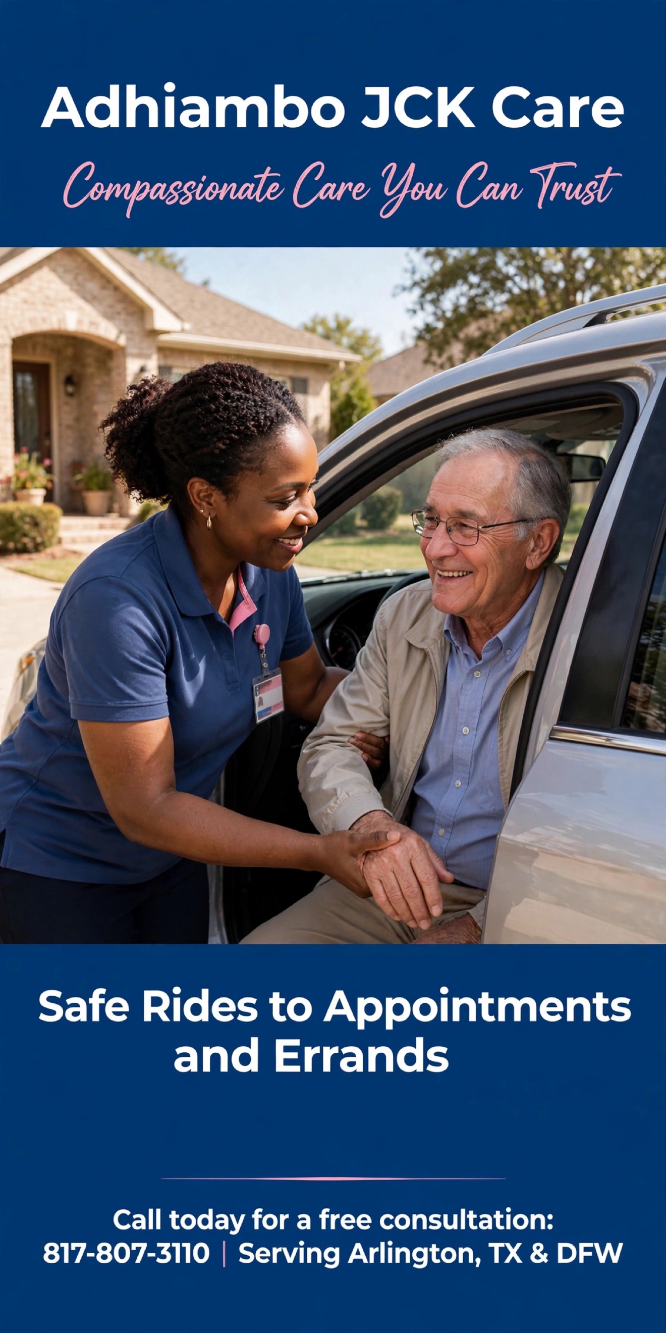 Caregiver helping a senior man get safely into a car